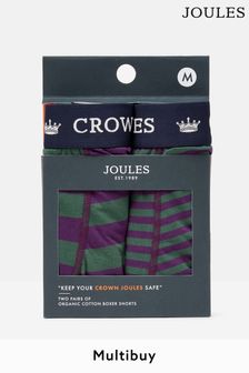 Joules Crown Joules Purple Stripe Cotton Boxer Briefs (2 Pack) (513741) | OMR10