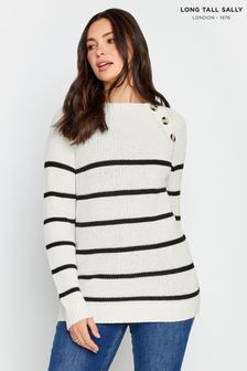 Long Tall Sally White Stripe Button Detail Jumper (513867) | €40