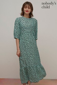 Robe mi-longue Nobody's Child menthe à manches bouffantes