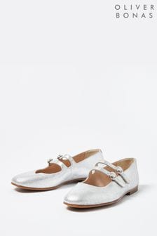 Oliver Bonas Silver Double Buckle Mary Jane Shoes (514379) | $143