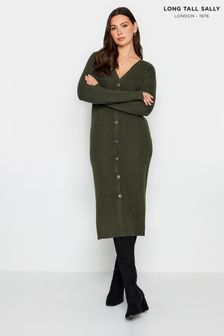 Long Tall Sally Olive Green Ribbed Longline Cardigan (514418) | $62