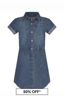 Girls Blue Cotton Dress (514425) | 84 € - 92 €