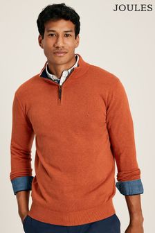 Joules Hillside Orange Quarter Zip Knitted Jumper (514711) | €71.95