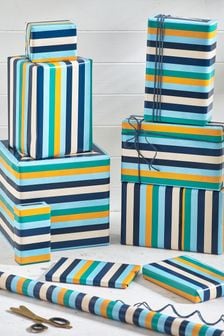 Navy Blue Striped 10 Metre Wrapping Paper (514885) | ₪ 19