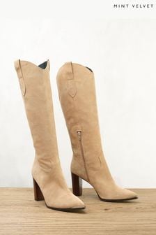 Cream calf on sale length boots