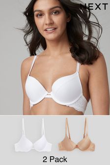 Nude/White Smoothing Push-Up Plunge T-Shirt Bras 2 Pack (515071) | AED100