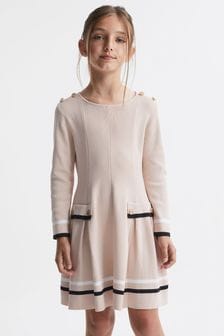 Reiss Pink Paige Senior Knitted Flared Dress (515074) | 566 SAR