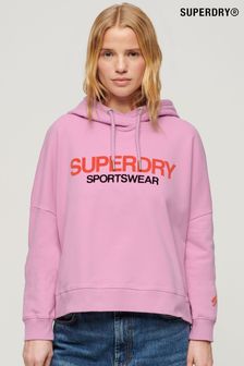 Violett - Superdry Sportswear Kastiges Kapuzensweatshirt mit Logo (515236) | 83 €