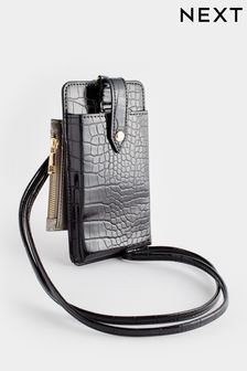 Black Croc Effect Cross-Body Phone Bag (515242) | €8.50