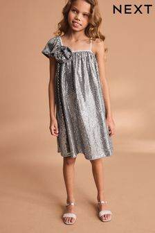 Silver Sequin One Shoulder Party Dress (3-16yrs) (515277) | HK$209 - HK$262