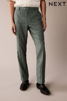 Green Linen Tailored Fit Suit: Trousers (515485) | €66