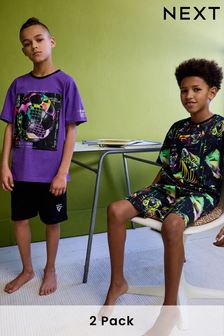 Black/Purple Football - Pack de 2 pijamas cortos (3-16 años) (515542) | 26 € - 35 €