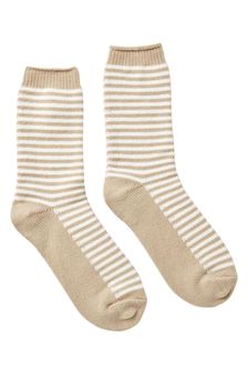 Joules Cosy Cream Striped Bed Socks (517012) | AED55