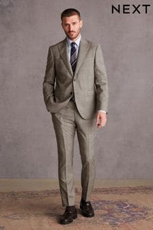 Neutral Slim Fit Signature Check Suit (517051) | SGD 264
