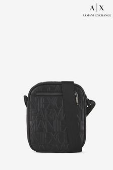 Armani Exchange Black Logo Print Cross-Body Bag