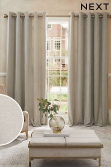 Pebble Natural Sumptuous Velvet Eyelet Lined Curtains (517346) | R1,451 - R3,386