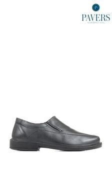 حذاء جلد أسود سهل اللبس تلبيس عريض من Pavers (517758) | 211 د.إ