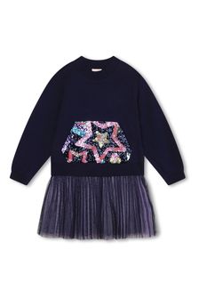 Billieblush Pulloverkleid mit Tasche und Paillettenverzierung, Marineblau (517860) | 53 €