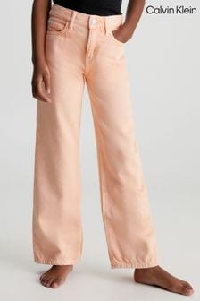 Calvin Klein Mädchen Farbige Jeans mit weitem Bein in Relaxed Fit, Orange (517949) | 57 €