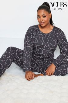 Yours Curve Scripted Heart Star Tapered Pyjamas Set