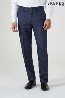 Skopes Woolf Navy Blue Check Tailored Fit Suit Trousers (518277) | SGD 114