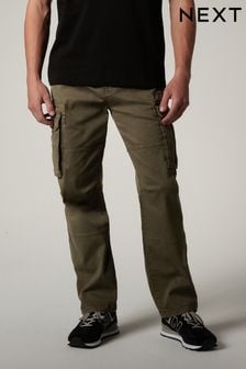 Khaki Green Straight Authentic Stretch Cotton Blend Cargo Trousers (518364) | €53