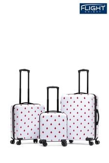 أحمر/أبيض دعسوقة - طقم من 3 حقائب سفر وحقيبة للمقصورة سوداء صلبة من Flight Knight (518452) | 742 ر.ق