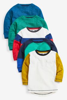 Multi 5 Pack Colourblock Long Sleeve T-Shirts (3mths-7yrs) (518726) | €26 - €30