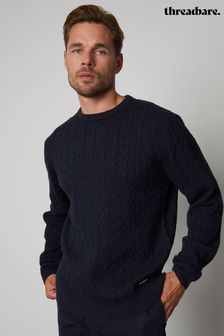 Threadbare Blue Cable Knit Crew Neck Jumper (518779) | €37