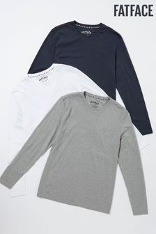 FatFace Blue Long Sleeve T-Shirts 3 Pack (518834) | kr714