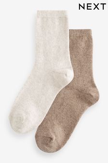 Neutral Thermal Merino Wool Blend Ankle Socks with Cashmere 2 Pack (519042) | kr200