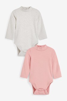 Pink/Grey 2 Pack Turtle Neck Bodysuits (519144) | CHF 16 - CHF 18