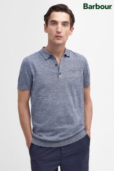 Barbour® Blue Buston Cotton Blend With Linen Knitted Polo Shirt (519172) | $220