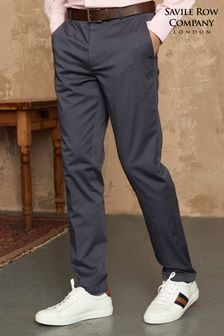 Granatowe, bawełniane spodnie typu chino Savile Row Company o dopasowanym kroju ze stretchem (520040) | 190 zł