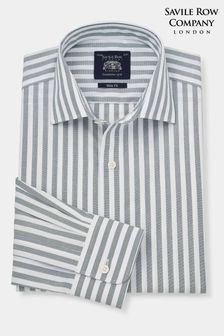 Зеленая рубашка узкого кроя с одним манжетом в полоску Savile Row Company (520206) | €34