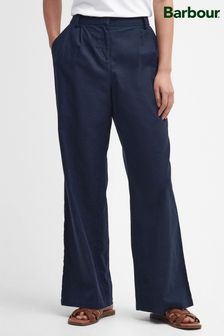 Barbour® Navy Relaxed Fit Somerland Linen Blend Trousers (520423) | 666 QAR