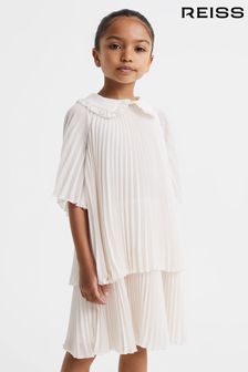 Reiss Ivory Nadia Senior Pleated Collared Tiered Dress (520882) | AED547