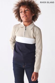 Suéter tipo polo con costuras bloqueadas para niño de River Island (520893) | 25 € - 34 €