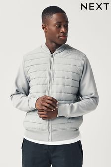 Light Grey Premium Quilted Hybrid Jacket (521007) | AED100