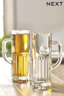 Clear Nova Beer Glasses Set of 2 Tankard Glasses (521008) | $23