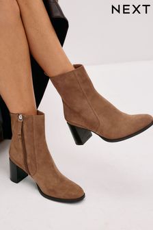 Tan Brown Regular/Wide Fit Forever Comfort® Leather Ankle Heeled Boots (521074) | kr788