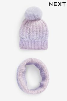 Lilac Purple Fluffy Hat & Snood Set (1-13yrs) (521276) | €20 - €23