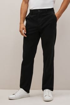 Black Straight Fit 100% Cotton Chino Trousers (521439) | $28