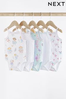 White/Purple Baby Strappy Vest Bodysuits 5 Pack (521446) | 95 SAR - 107 SAR