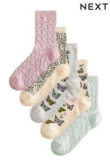 Pastel Butterfly Ankle Socks 5 Pack (521515) | kr139