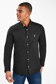 Black Skinny Fit Long Sleeve Stretch Oxford Shirt (521688) | 36 €