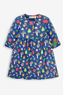 JoJo Maman Bébé Navy Girls' The Very Hungry Caterpillar Button Front Dress (521784) | €39