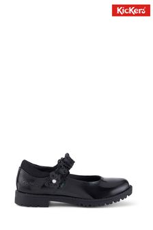 Černé lakované kožené boty Kickers Lachly Mj s motýlem pro mladší dívky (522040) | 2 060 Kč