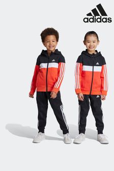adidas Red/Black Kids Tiberio 3-Stripes Colorblock Fleece Tracksuit (522077) | kr519