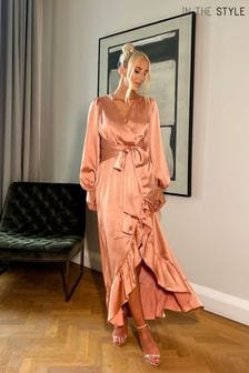 In The Style Pink Georgia Louise Satin Balloon Sleeve Maxi Dress (522094) | 84 €